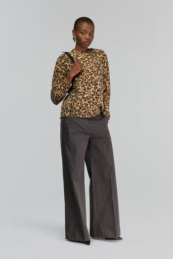 Maglia girocollo "Serenella" in misto cashmere con stampa maculato - 2