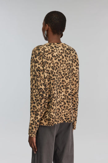 Maglia girocollo "Serenella" in misto cashmere con stampa maculato - 3