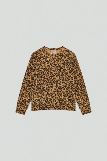 Maglia girocollo "Serenella" in misto cashmere con stampa maculato - 5