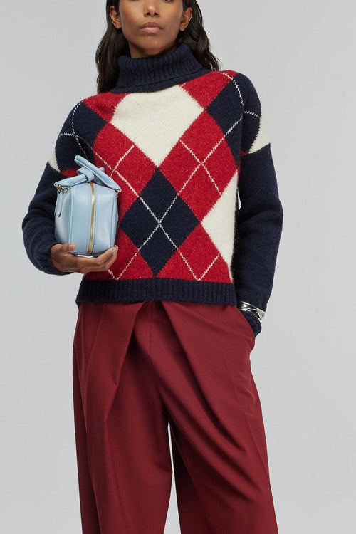 Maglia dolcevita in misto alpaca "Cipriana" con rombi