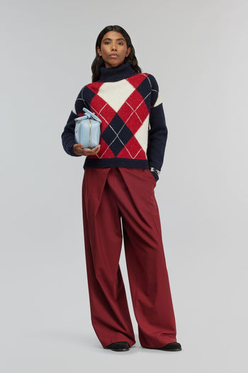 Maglia dolcevita in misto alpaca "Cipriana" con rombi - 2