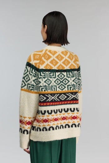 Maglia girocollo "Ottavio" in misto lana con motivo jacquard - 3