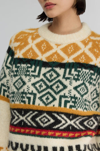 Maglia girocollo "Ottavio" in misto lana con motivo jacquard - 4