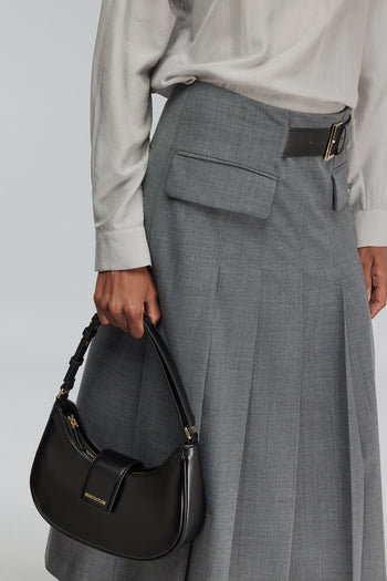 Gonna midi Tracy in fresco di lana con pieghe - 4