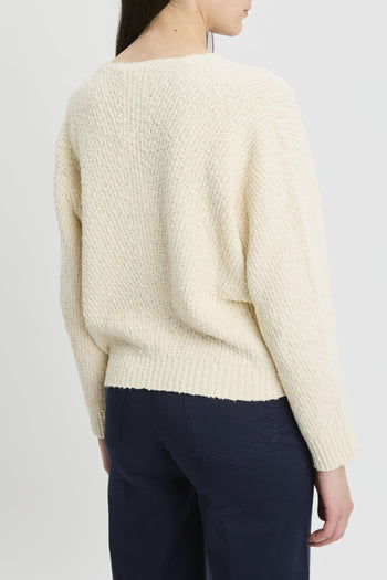 Maglia manica lunga Marcela in cotone con scollo a V e ricamo con paillettes - 6