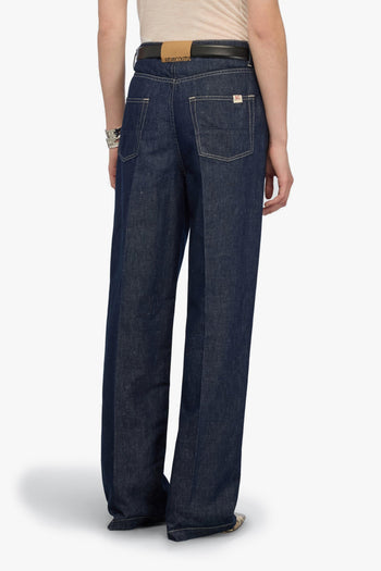 Jeans cinque tasche modello Agata di in cotone e lino con gamba ampia - 2
