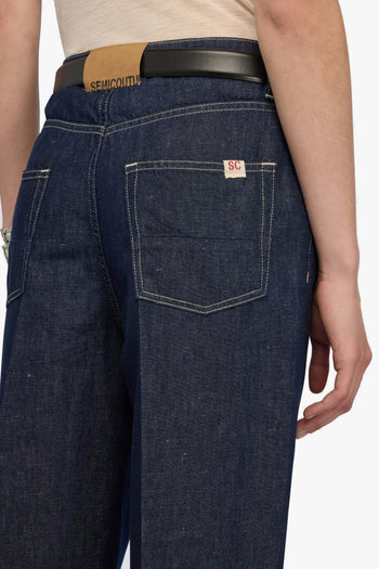 Jeans cinque tasche modello Agata di in cotone e lino con gamba ampia - 3