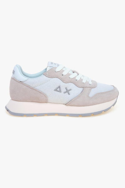 Sneaker in camoscio e tessuto glitterato