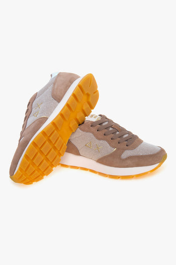 Sneaker in camoscio e tessuto glitterato - 4