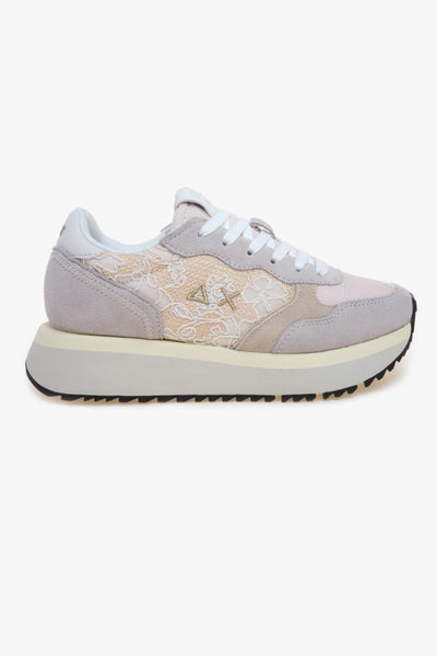 Sneaker Big Ally Flower in camoscio e pizzo con pattern floreale