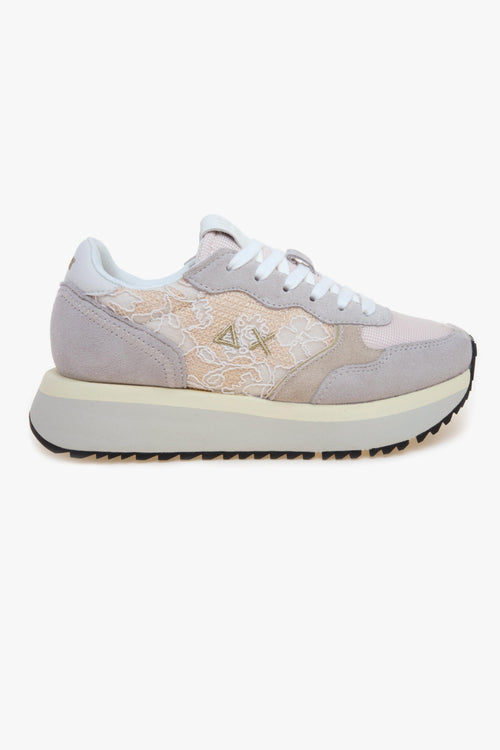 Sneaker Big Ally Flower in camoscio e pizzo con pattern floreale