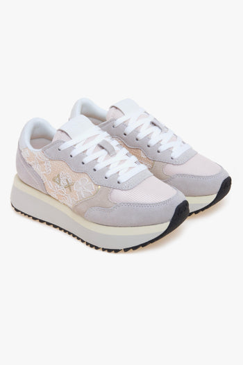 Sneaker Big Ally Flower in camoscio e pizzo con pattern floreale - 2