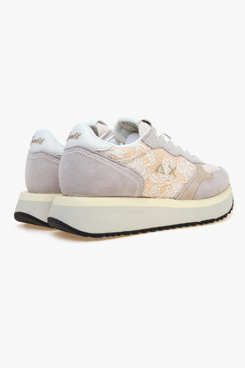 Sneaker Big Ally Flower in camoscio e pizzo con pattern floreale - 3