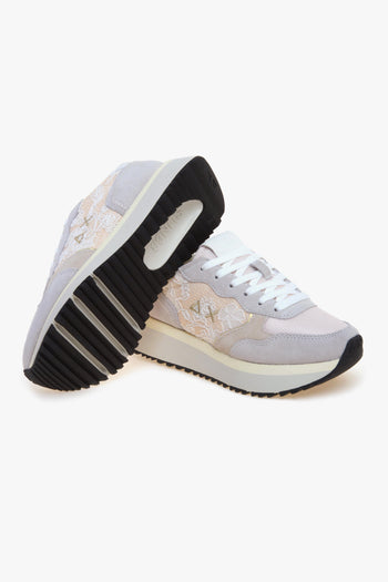 Sneaker Big Ally Flower in camoscio e pizzo con pattern floreale - 4