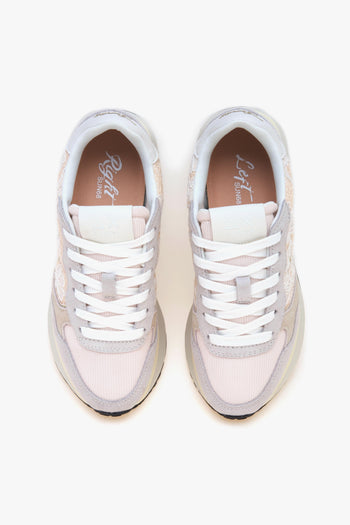 Sneaker Big Ally Flower in camoscio e pizzo con pattern floreale - 5