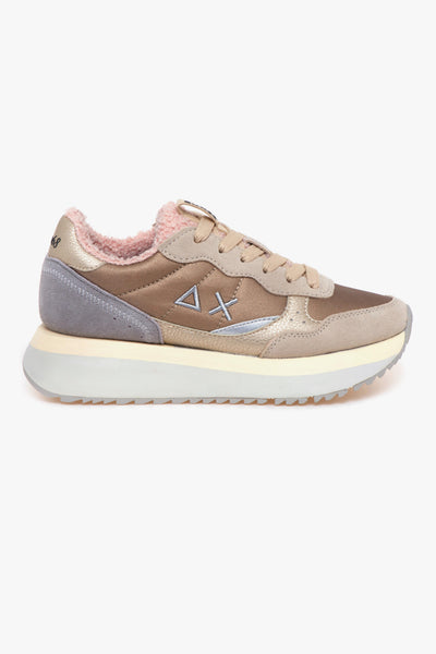 Sneaker Big Ally Teddy in nylon e camoscio con fodera teddy
