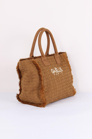Maxi Tote Frange Ricamo Moka - 5