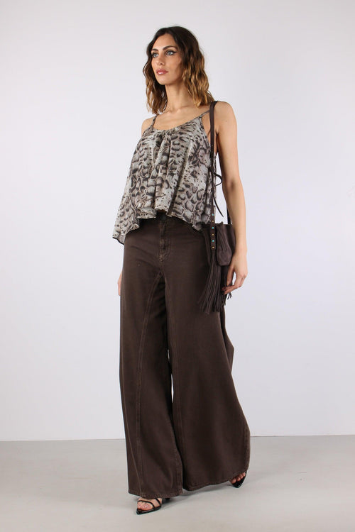 Udine Top Spalline Snake Beige/nero