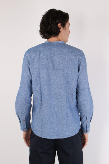 Camicia Lino Coreana Blu - 5