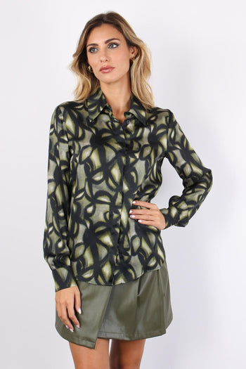 Camicia Fluida Tie Dye Dark Green - 3