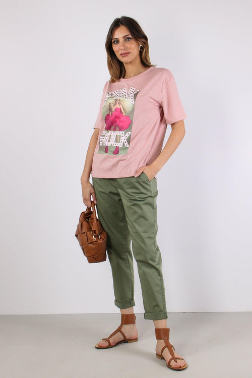 T-shirt Stampa Rock Rosa