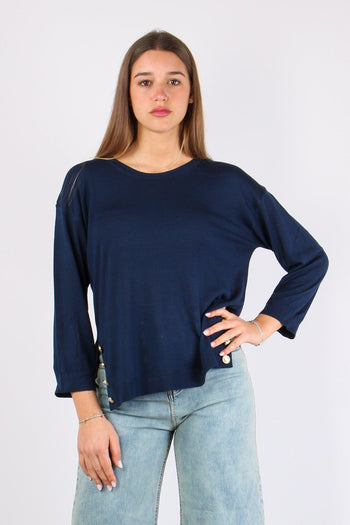 Maglia Over Bottone Fondo Blu - 2