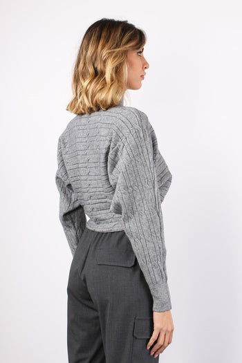 Maglia Treccia Cropped Grigio - 5