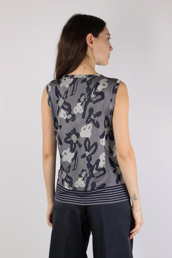 Top Scollo V Jacquard Lurex Blu/salina - 4
