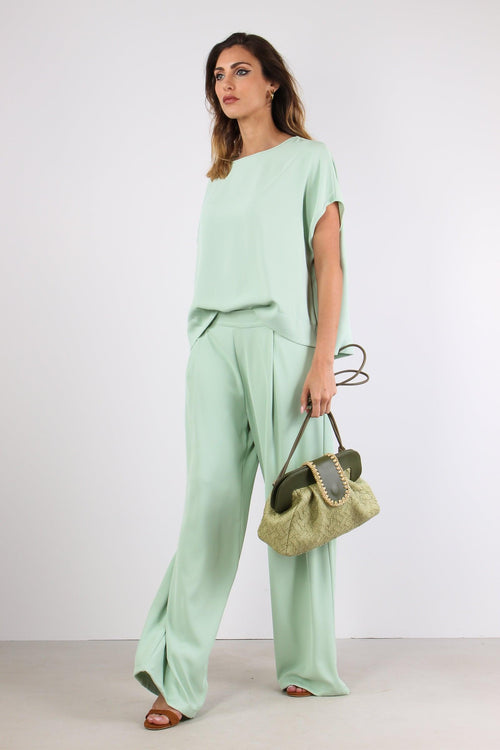 Pantalone Palazzo Pences Verde Acqua