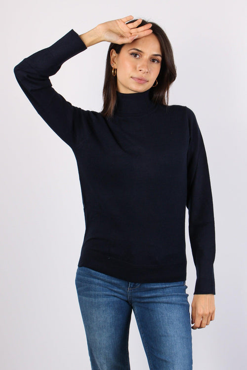 Maglia Collo Alto Viscosa Blue - 2