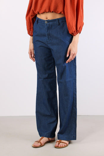 Pantalone Chambray Gamba Dritt Denim - 3