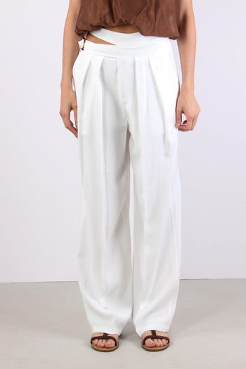Pantalone Cut Out Fibbia Bianco - 2