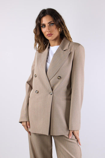 Giacca Doppio Petto Filo Lurex Beige - 2