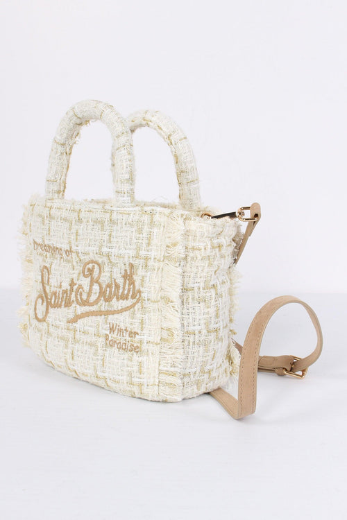 Shopping Mini Scritta Tweed White - 2