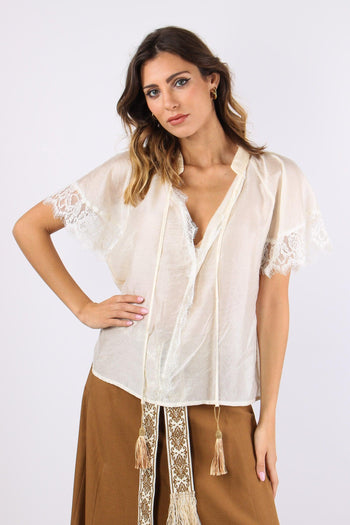 Casacca Mussola Inserto Pizzo Burro - 5