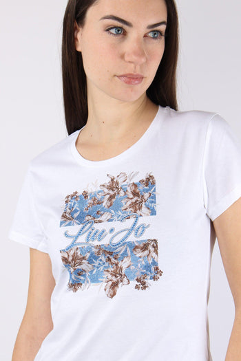 T-shirt Slim Fantasia Fiori Bianco/br - 6