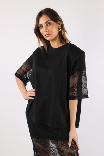 T-shirt M/m Spalline Pizzo Nero - 2