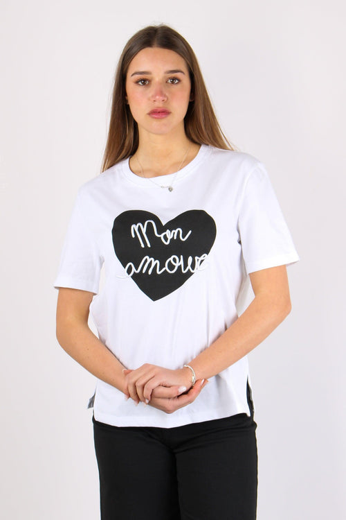 T-shirt Cuore Ricamo Bianco