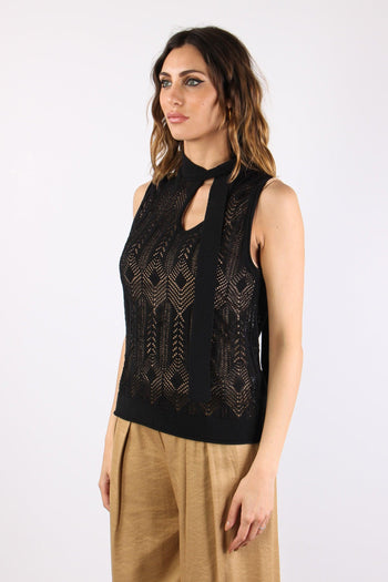 Top Traforato Fiocco Nero - 6