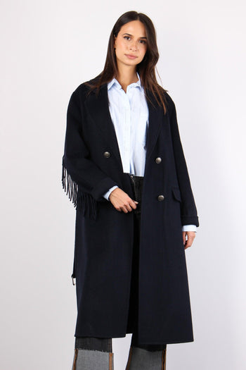 Cappotto Cinturato Frange Blu - 6