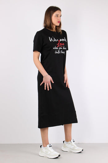 Abito Lungo Cotone Love Nero - 5