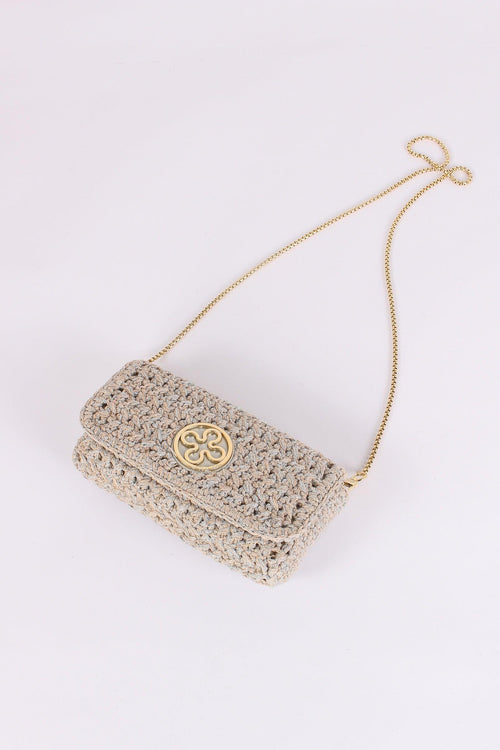 Greta Pochette Crochet Laminat Argento