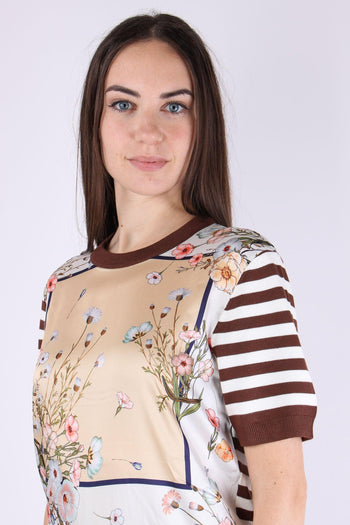 Maglia Riga Manica Corta Foulard/bisco - 8