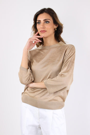 Maglia Inserto Lurex Sabbia - 2