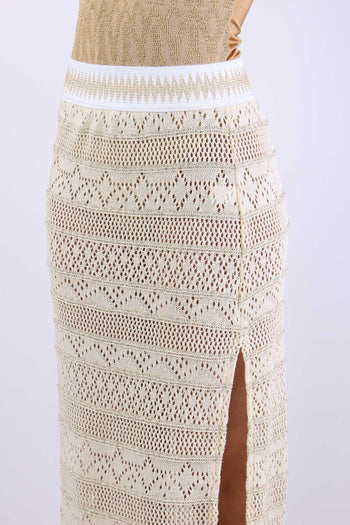 Gonna Crochet Spacco Beige - 7