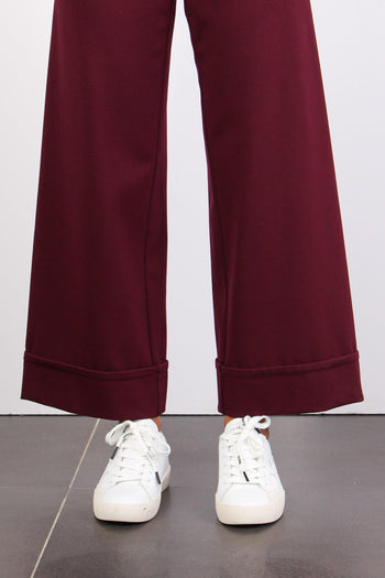 Pantalone Cropped Risvolto Bordeaux - 7