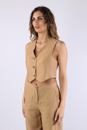 Gilet Stondato 3 Bottoni Terra - 3