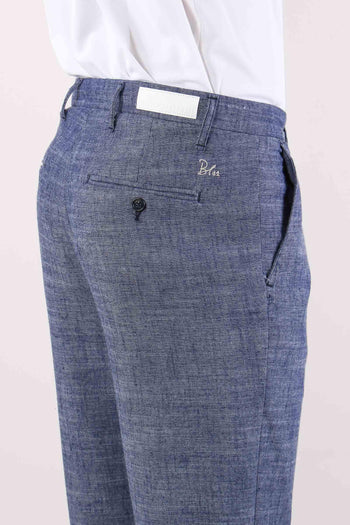 Pantalone Misto Lino Blu - 7
