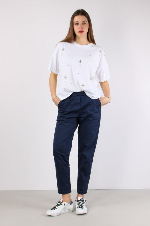 Chino Elastico Rasatello Blu
