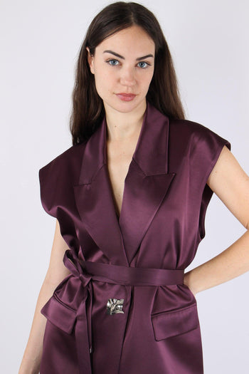 Melanzana Gilet Effetto Raso Bordeaux - 7